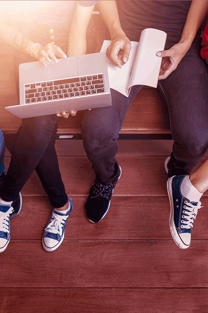 Students using a laptop